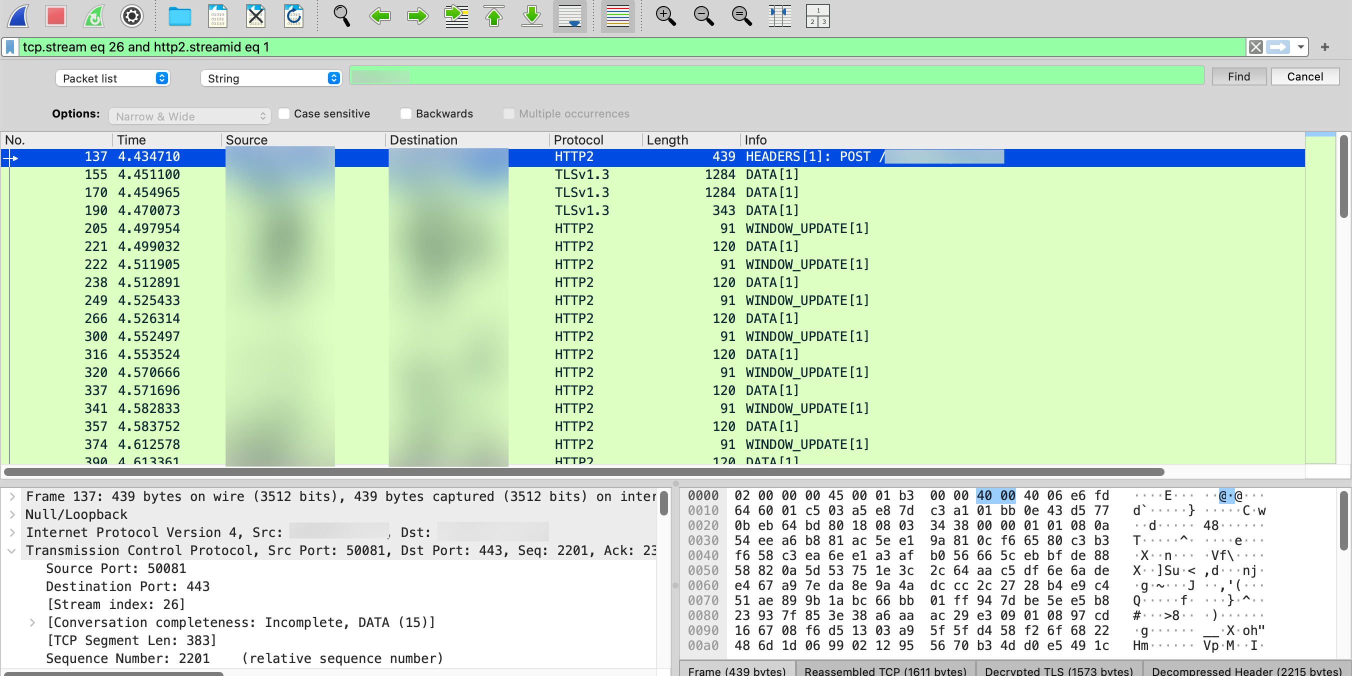 Wireshark request working