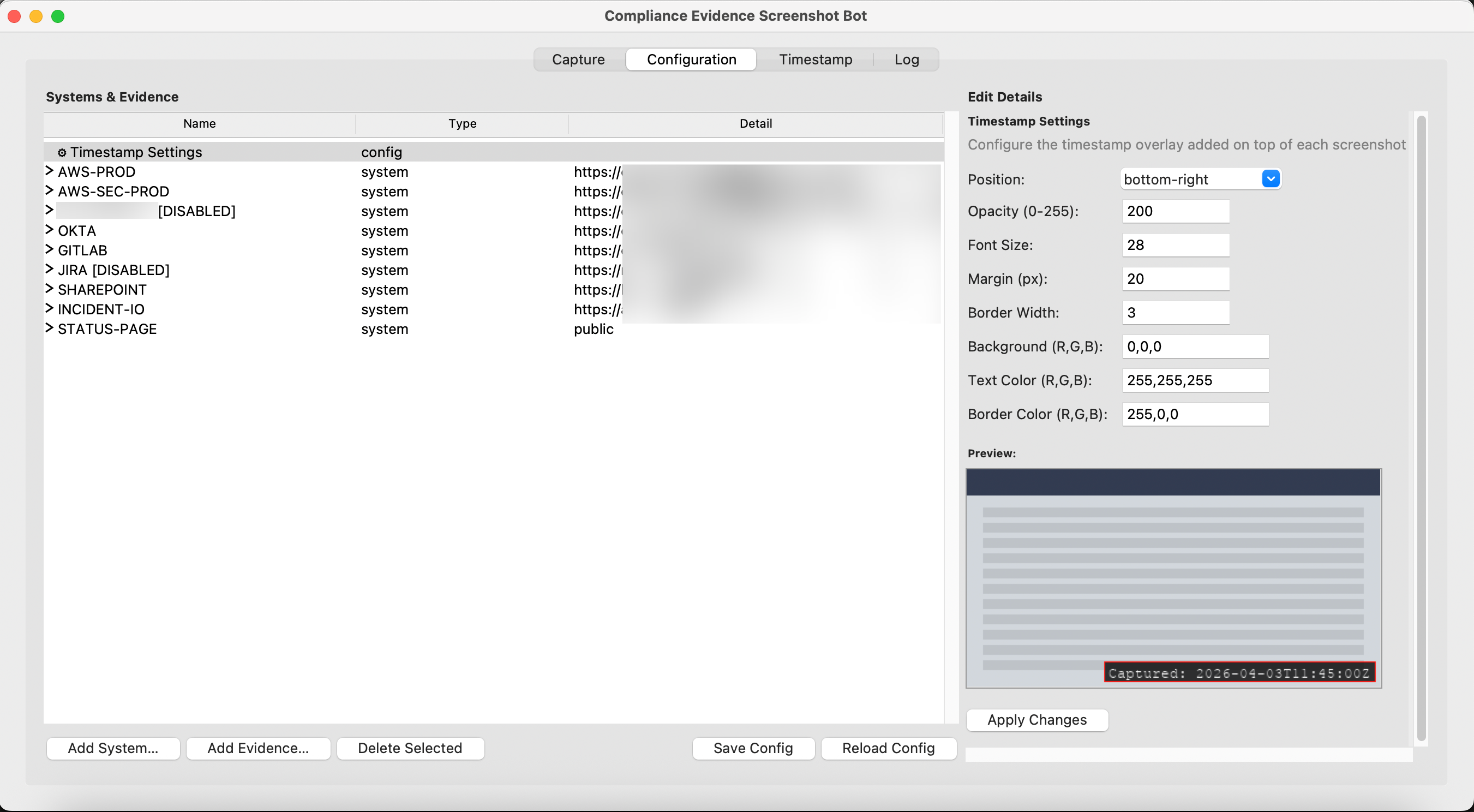 Screenshot with timestamp overlay
