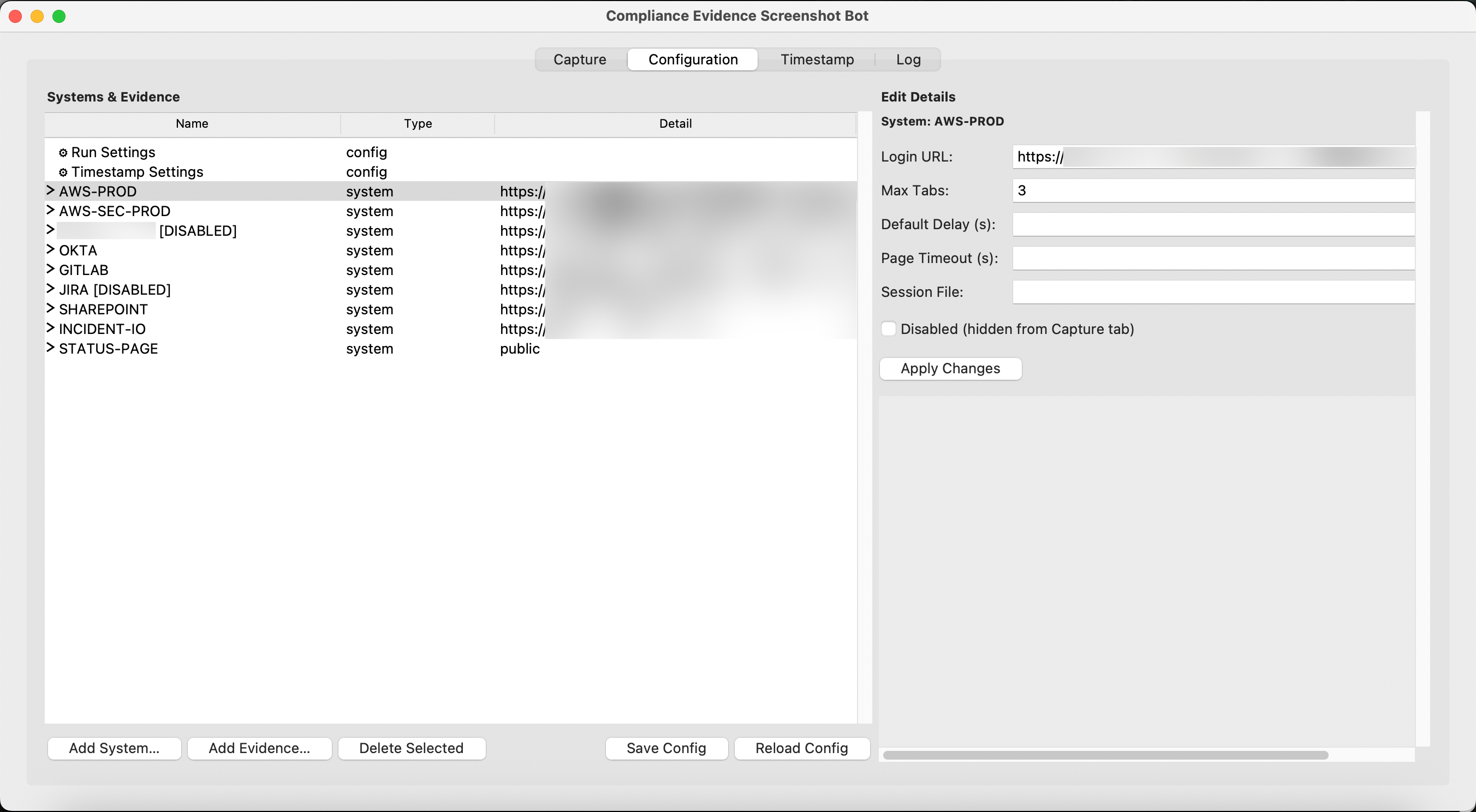 GUI config editor - system level